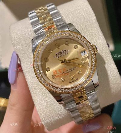 Swiss Quality Copy Rolex Datejust 31 Diamond Bezel Two Tone Jubilee 8215 Movement